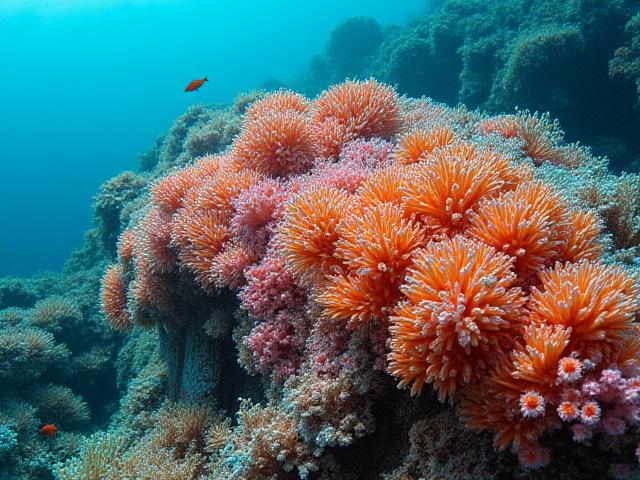 Artificial reef barge covered in vibrant soft corals
