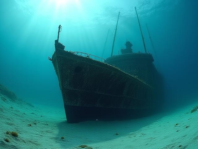 Underwater view of the SS Thulamela cargo ship wreck